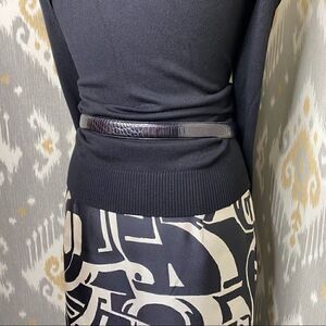 Ralph Lauren Black & Ivory Art Deco Abstract Auto Pattern Silk Pencil Skirt